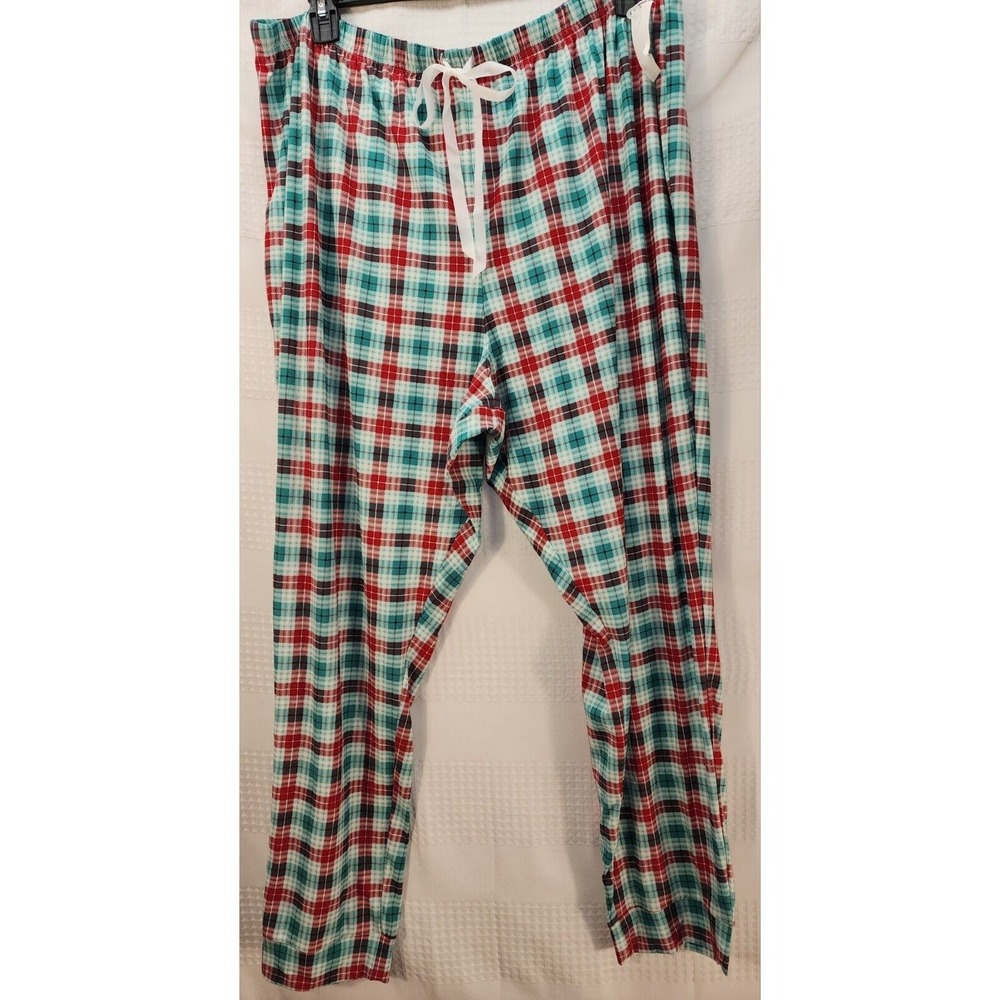 Croft & Barrow Womens Pajama Bottoms Pants XL Plaid Red Green White Loungewear